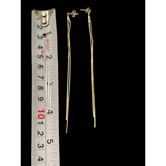 Mia Fiore Dyadema Sterling Silver Gold Vermeil Double Tassel 5” Drop Earrings - Picture 2 of 3